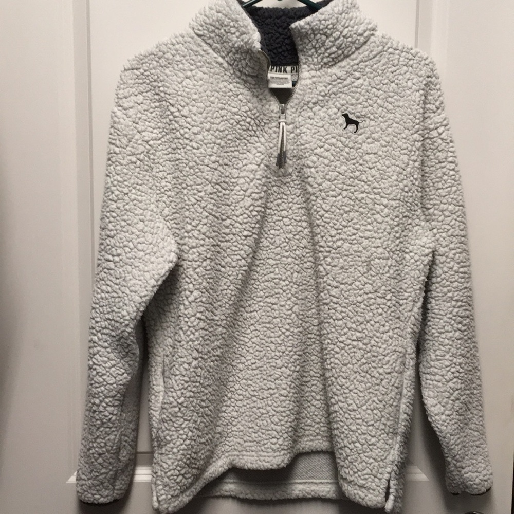 VS pink Sherpa quarter zip fleece pullover S